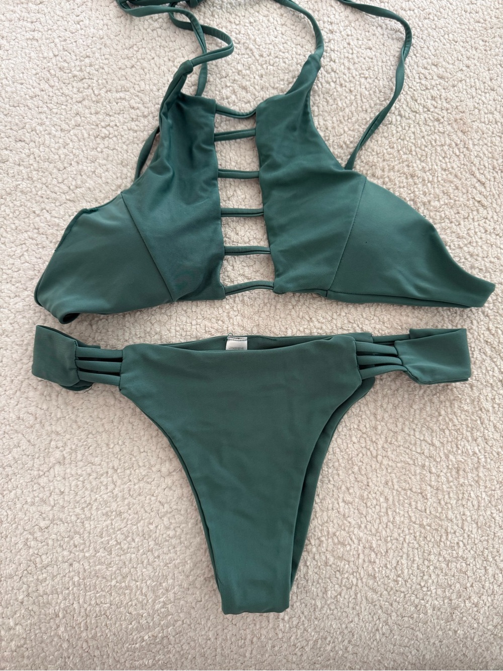 Green Strappy Bikini Set Large